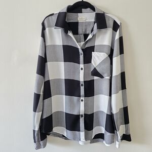 Thread & Supply Black White Plaid Button-Down Shirt